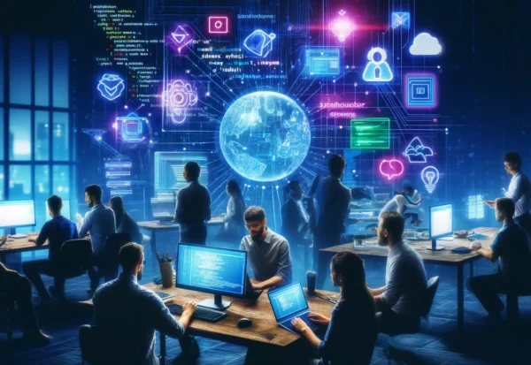 DALL·E 2025-03-25 12.08.03 - A high-definition professional image representing 'Software Development Internship.' Show elements like coding screens, developers collaborating, prog